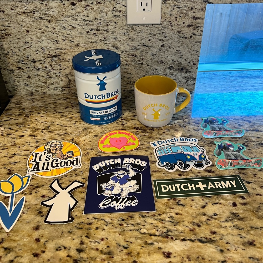 Dutch Bros. Lot- Stickers, cup, coffee